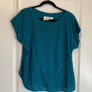 Anthropologie Maeve Eyelet Embroidered short sleeve top